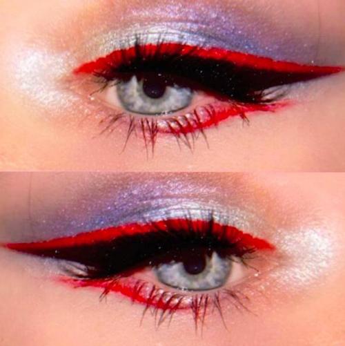Макияж с красными стрелками для голубых глаз. Огненное шоу: макияж с красными стрелками