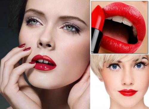 Стрелки и красная помада для блондинок. Макияж с красной помадой пошагово