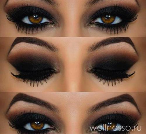 Макияж глаз с белым карандашом для карих глаз. Макияж смоки (smokey eves) для кареглазок