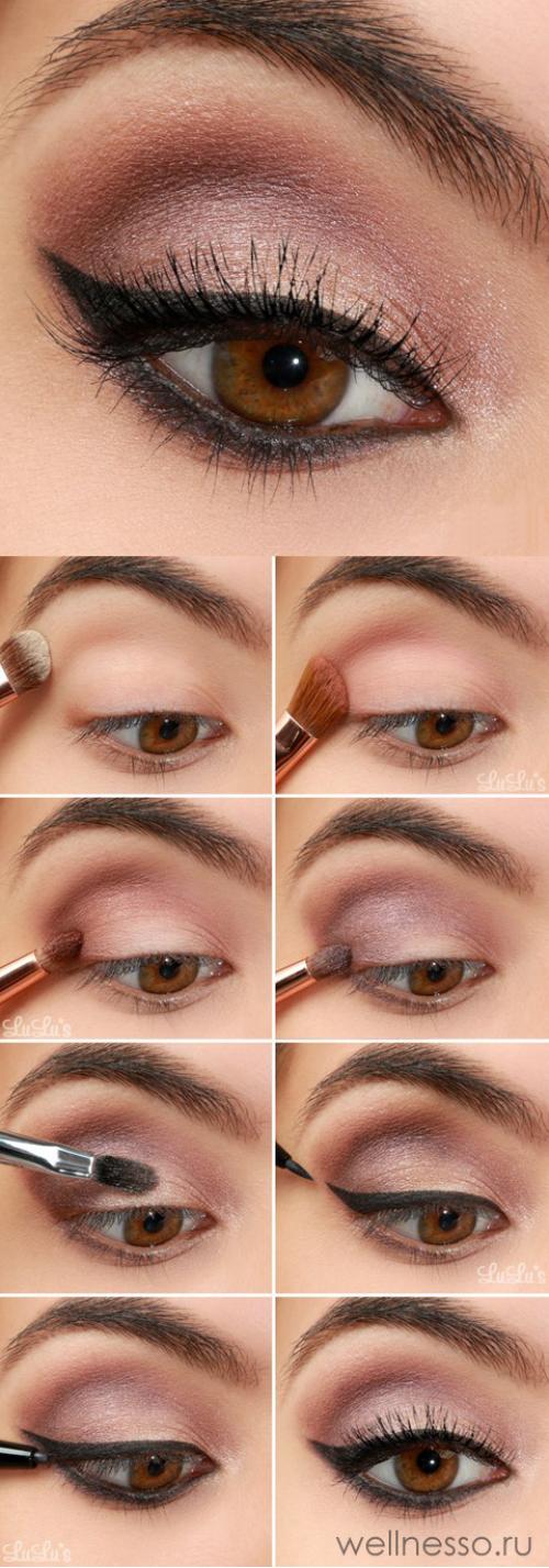 Макияж глаз с белым карандашом для карих глаз. Макияж смоки (smokey eves) для кареглазок
