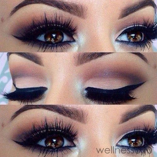 Макияж глаз с белым карандашом для карих глаз. Макияж смоки (smokey eves) для кареглазок
