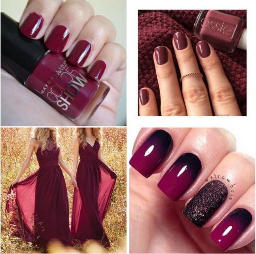 Маникюр под пудровое платье. Маникюр к бордовому платью