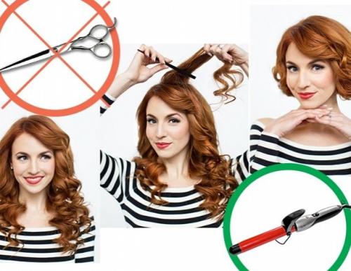 Видимость коротких волос из длинных. Превращаем длинные волосы в боб без стрижки (два способа, пошаговые фото) 20 Видимость коротких волос из длинных. Превращаем длинные волосы в боб без стрижки (два способа, пошаговые фото) 20