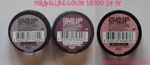Maybelline Color Tattoo свотчи. Maybelline Color Tattoo 24 hr. Обзор, фото, свотчи.