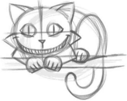 Чеширский Кот нарисовать. Как нарисовать Чеширского кота