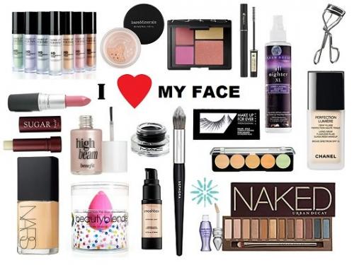 Базовый набор косметики для макияжа. Универсальная косметика, используемая в создании дневного, спокойного макияжа