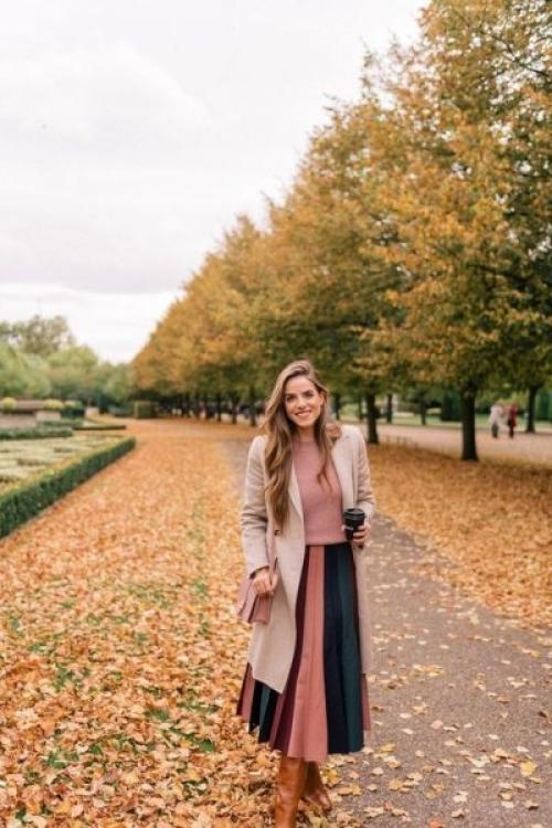 Образы осенние с юбкой. Игривое плиссе