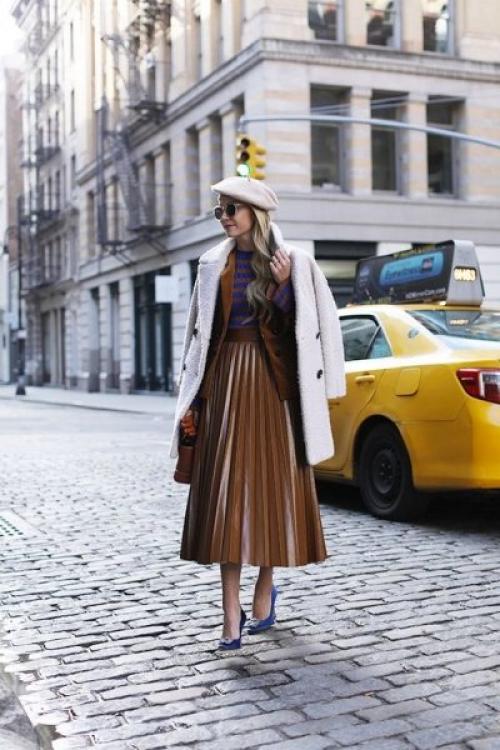 Образы осенние с юбкой. Игривое плиссе