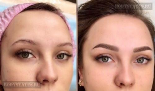 Пудровые брови до и после. Пудровое напыление бровей: фото до и после, техника, цена, эффект, уход, сколько держится и кому подходит