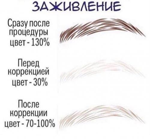 Татуаж бровей до и после. Этапы заживления перманентного макияжа бровей по дням: фото