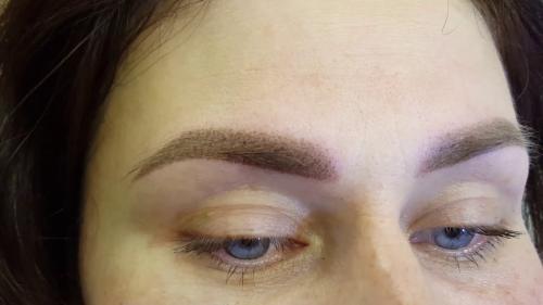Пудровые брови до и после коррекции. Что такое пудровое напыление бровей