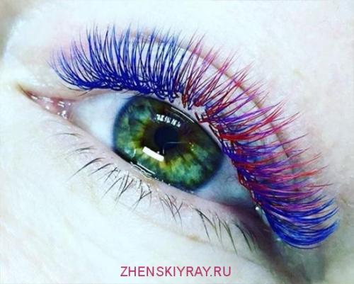 Цветные ресницы омбре. Инстаграм-тренд 2019 цветные ресницы в технике омбре