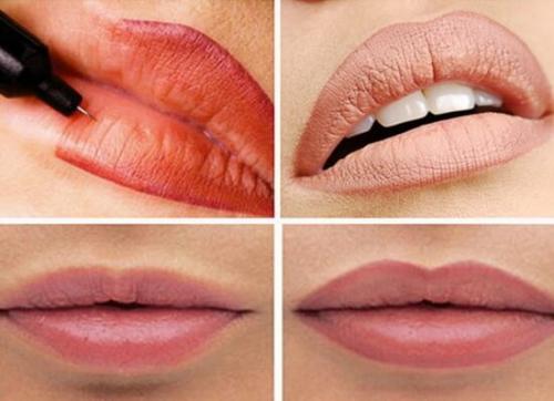 Татуаж губ нюд. Перманентный макияж губ фото до и после