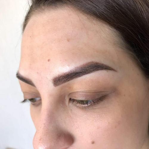 Перманентный макияж бровей до и после заживления. Брови