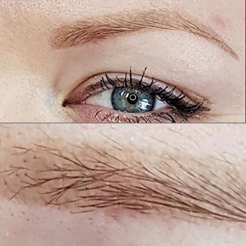 Перманентный макияж бровей до и после заживления. Брови