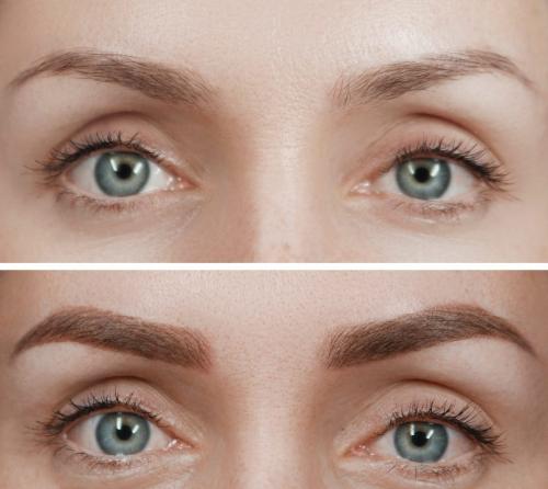 Перманентный макияж бровей до и после заживления. Брови