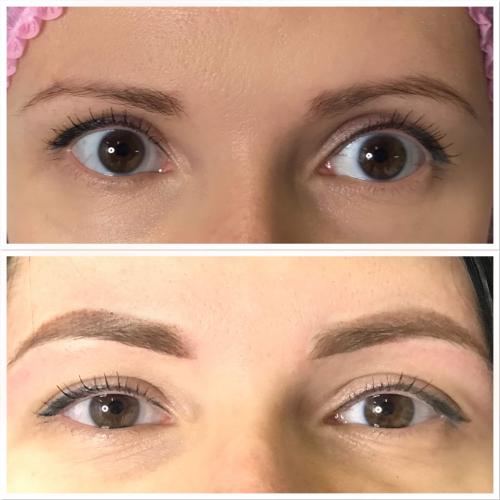 Перманентный макияж бровей до и после заживления. Брови