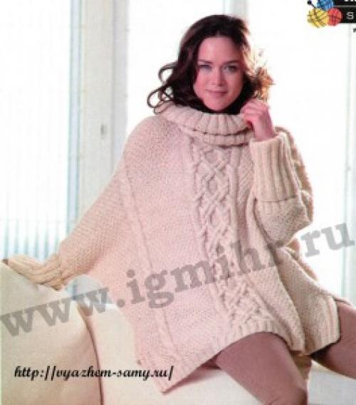 Как связать свитер крупной вязки спицами. Вязание свитера спицами 10