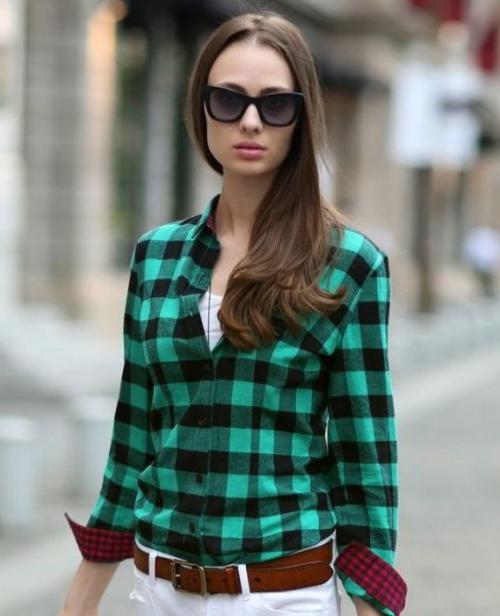 Мужская рубашка в женском гардеробе 2019. Модные женские рубашки в клетку осень-зима 2019-2020