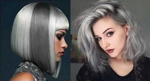 Серо-синий цвет волос. Серые волосы – модный тренд