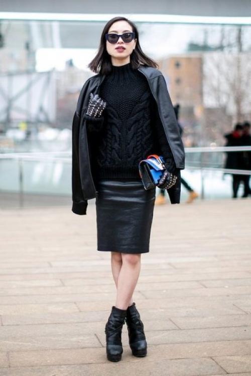 Юбка на осень с курткой. Прямая юбка-карандаш