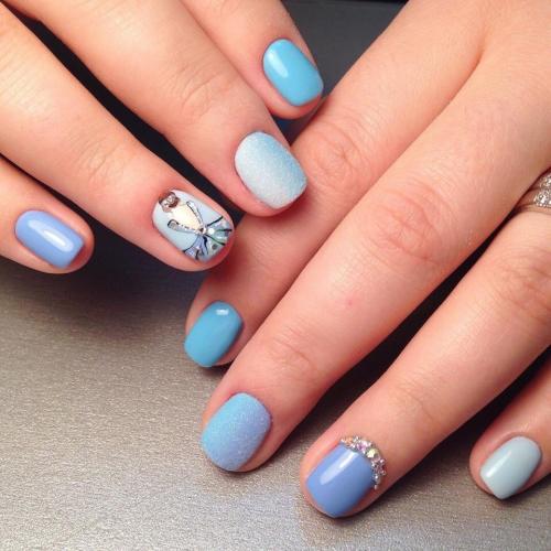 Голубой маникюр — 100 фото модных тенденций и новинок сезона. Варианты идеального сочетания и дизайна!