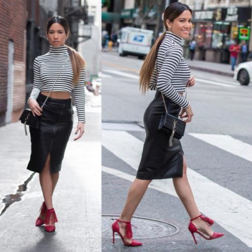 Красная блузка и черная юбка. Модные сочетания: