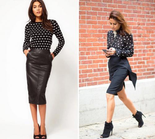 Красная блузка и черная юбка. Модные сочетания: