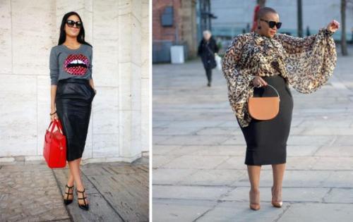 Красная блузка и черная юбка. Модные сочетания: