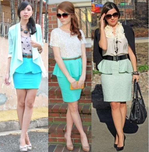 Кофта с баской и юбка карандаш. Прямой крой и карандаш