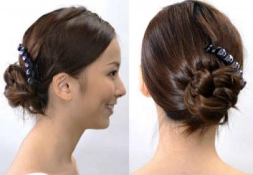 Чем заколоть волосы сзади. Прически с  крабиком  на  длинные волосы  