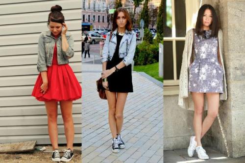 Платье с кедами. Как носить платье с кедами