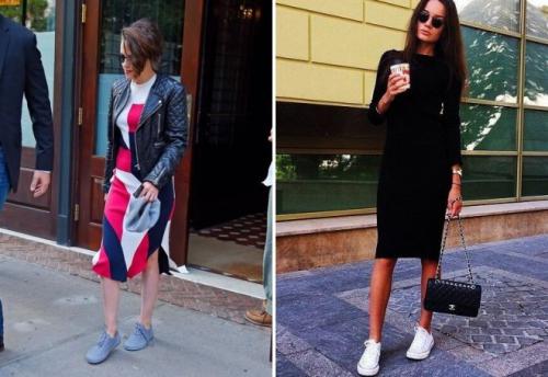 Платье с кедами. Как носить платье с кедами