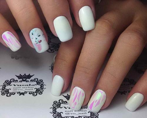 Маникюр Битое стекло розовый. Модные идеи маникюра Битое стекло