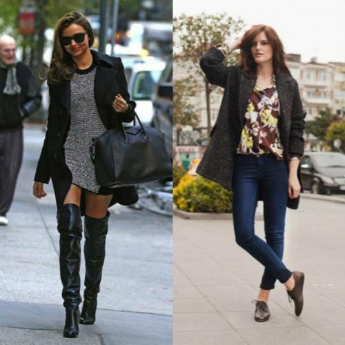 Какие сапоги носить с пальто. Пальто до колена, выше колена и ниже колена – подбираем обувь для каждого случая