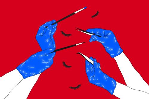 Жирная кожа век и нарощенные ресницы. Ми.  Наращённые ресницы мало держатся и быстро выпадают (причём пучками!)