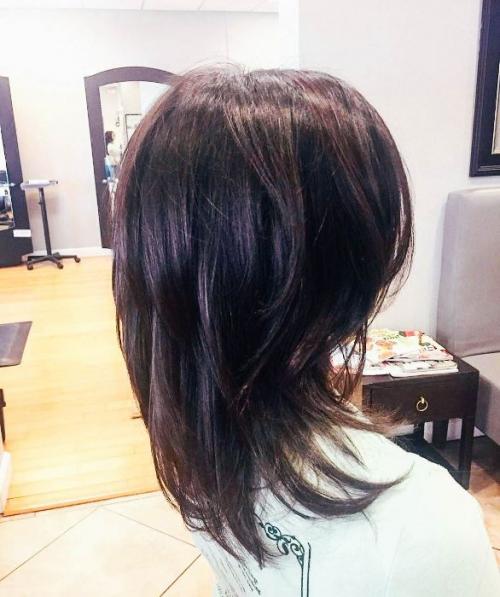 Стрижки на темные волосы средней длины. Градуированная стрижка