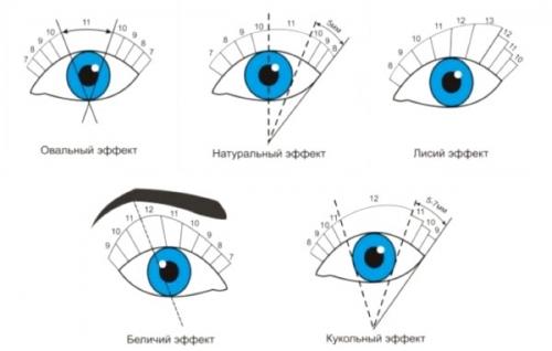 Ресницы изгиб y. Изгибы ресниц для наращивания. Фото на глазах, какие бывают, толщина, самые популярные
