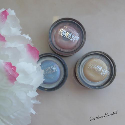 Color Tattoo Eyeshadow Collection. Maybelline Color Tattoo 24 HR # 65 Pink Gold, 05 Eternal Gold  87 Mauve Crush