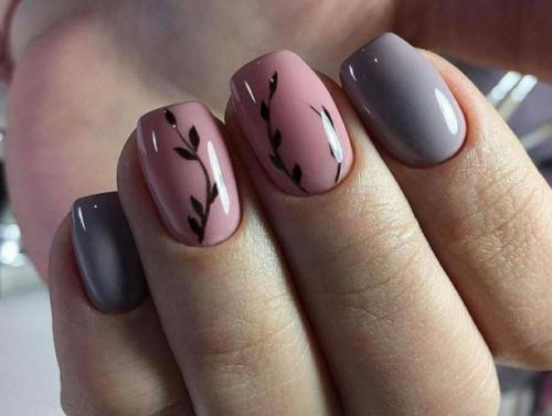 Маникюр серый с розовым и серебром. Маникюр серый с розовым — идеи красивых дизайнов с фото