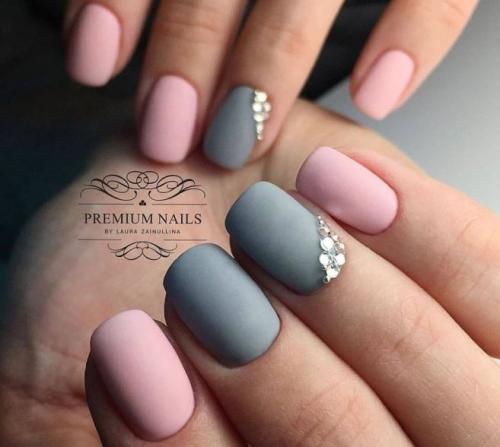 Маникюр серый с розовым и серебром. Маникюр серый с розовым — идеи красивых дизайнов с фото