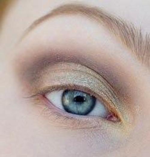 Вечерний золотистый макияж для голубых глаз? 02