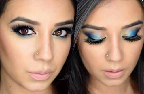 Яркий голубой макияж. 03