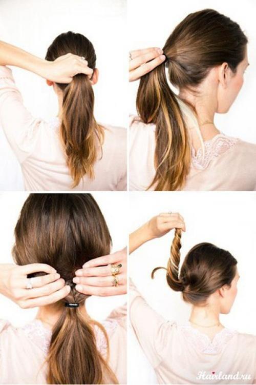 1 соберите волосы в низкий хвост и закрепите резинкой. 01