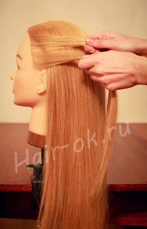 Коса на бок на длинные волосы. 01