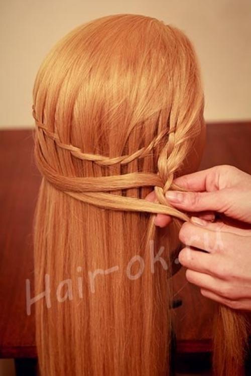 Коса на бок на длинные волосы. 04