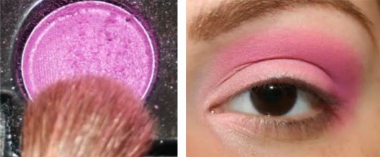 Итак, небольшой мастер-класс с фото как делать ярко-розовый макияж для карих глаз. 04