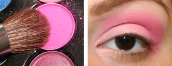 Итак, небольшой мастер-класс с фото как делать ярко-розовый макияж для карих глаз. 03