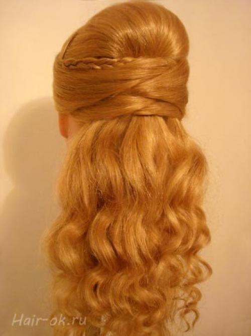 Вечерняя прическа Мальвина с Плетением. 07