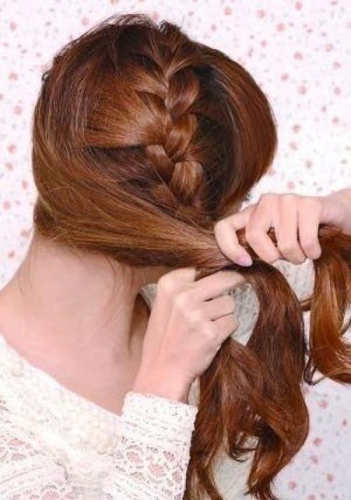 Как заплести себе косу на бок. 03